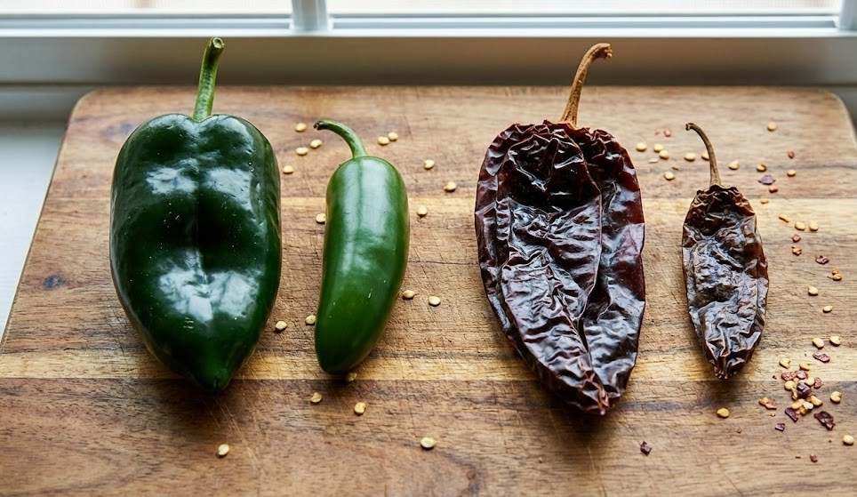 Poblano and Jalapeno peppers