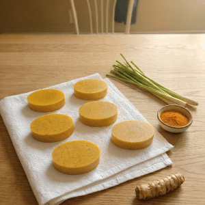 Turmeric and Lemongrass Botanical Oval Hand Poured Goat Milk Soap Bar